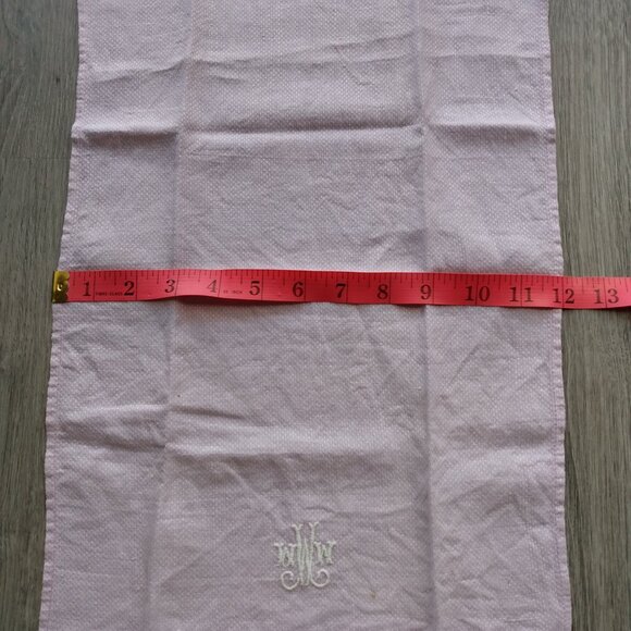 Vintage Mauve Tea Towel Napkin Monogram W Light Purple Retro Kitchen Dining - Picture 7 of 9